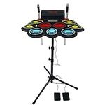 (9 Pads) Electronic Drum Set with Light Up Drumsticks and Stand, Electronic Drum Pad with 5 Different Drum Kit, 10 Unique Rhythms, Bulit-in Double Speakers, Roll Up Drum Kit, Kids Drum Set