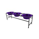 Platinum Pets Triple Modern Diner Stand with 16-Ounce Stainless Steel Dog Bowls in Electric Purple