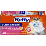 Hefty Ultra Strong Tall Kitchen Drawstring Trash Bag, Tropical Paradise, 40 Count