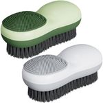 Laundry Stain Brush 2 Pack Two-Side Soft Bristle Scrub Brush for Stain Removal Silicone Household Clothes Washing Brush Dual-use Scrubbing Brush for Clothes Underwear (Green and White)