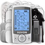 AUVON Dual Channel TENS Unit Muscle Stimulator (Family Pack), 20 Modes Rechargeable TENS Machine with Huge Pack of 24 Pcs Reusable TENS Unit Electrode Pads (2"x2" 16pcs, 2"x4" 8pcs)