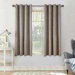 CUCRAF Noise Reducing Full Blackout Curtains Eyelet Thermal Insulated Bedroom Pair Curtains Window Treatments with Coating Back Layer 46 x 54 Inch Linen Color Set of 2