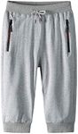 Flygo Men's Cotton Casual Active Tracking Bodybuilding 3/4 Joggers Capri Pants SweatShorts(02 Light Grey-L)