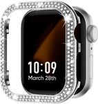 OBOE 40mm Stainless Steel Bling Bumper Case Compatible with 40mm Apple Watch iWatch Series 4 5 6 SE SE2 Two Line Bling Diamond Cover (Silver) [Watch NOT Included]