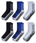 RATIVE Anti Slip Non Skid Slipper Hospital Crew Socks with grips for Adults Men Women (X-Large, 6 Pairs-multi)