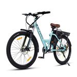 Motovolt KIVO Easy Extended Carrier Electric Cycle | Standard Normal Range | Range up to 45 Kms in Pedal Assist Mode | Electric Bicycle - Aqua