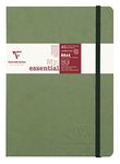 Clairefontaine - Ref 793463C - Age Bag Thread-Bound Notebook (192 Pages) - A5 Size, Lined Rulings, 90gsm Brushed Vellum Paper, Elastic Closure - Green Cover