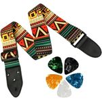 IMAGINEA® Guitar Strap with 5 Picks Printed Polyester Adjustable Wide Strap for Guitar, Electric, Acoustic Guitar | Modern Design | Ultra Comfortable Belt (Bohemian)