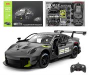 RASTAR 99600 1/18 Porsche RC Car Building Kits - Officially Licensed Porsche 911 Remote Control Model Car for Play and Display - Ideal Gift for Kids - Grey