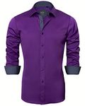 Alimens & Gentle Mens Long Sleeve Dress Shirts Wrinkle Free Casual Button Down Shirts Dark Purple