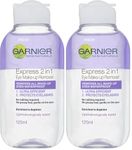Garnier Skin Active 2 in1 Eye Make Up Remover, Suitable For Waterproof Makeup, Gentle On Eyes and Eyelashes, Use With Reusable Micellar Eco Pads, 125 ml (Pack of 2)