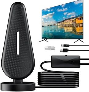 Gezimetie Antena TV Interior, Larga Recepción Antena HDTV Digital Señal Potente con Amplificador, Ventosas y Cable Coaxial para 1080P 4K Canales Locales DVB-T2 DVB-T TDT DTMB VHF UHF