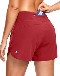 G Gradual Women's Running Shorts with Mesh Liner 3" Workout Athletic Shorts for Women with Phone Pockets(Red,XL)