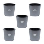 GREENON® 5 Inch Plant Pot Pack of 5 (10 Pots) | Grey Outer and Black Inner Planter | Self Water | UnFadable Flower Pot | Virgin Plastic Gamla | UV Treated | for Indoor and Balcony