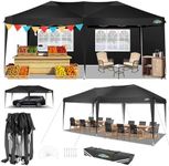 COBIZI Pop Up Gazebo 3x6m with 4 Removable Sidewalls,6 x 3 m Pop-up Commercial Tent Gazebo,Waterproof Silver-costed Oxford Marquee Canopy,UPF50+, Tent for Parties Garden & Outdoor Event,Black