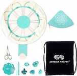 Knitter's Pride Mindful Explore 8 x 10-Inch Fixed Circular Lace Knitting Needles, Sizes US 0, 1, 1.5, 2, 2.5, 3, 4, 6, 1 Needle Gauge & Scissors Bundle with 1 Artsiga Crafts Project Bag 250305