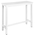 WOLTU Kitchen Bar Table Counter Breakfast Dining Table White Coffee Table Metal Legs with Footrest for Kitchen Dining Room Conservatory Patio