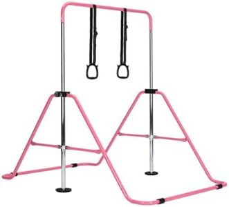 LN COZY CORNER Gymnastics Bar,Adjustable Horizontal Bar Gymnastics Training Kip Bar Gymnastics Equipment for Home Indoor outdoor (With Rings, Pink)