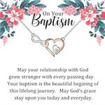 FOTAP Baptism Gift On Your Baptism Gift Baptism Jewelry Newborn Gift Double Heart Pendant Necklace Child of God Gift (Baptism ca)