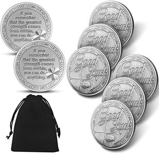 Hicarer Lucky Coins 4 Leaf Clover Coins Round Collectors Coins Silver Color Coin Collections Good Luck Charms with 1 Piece Black Flannel Storage Bag for Women Men Good Luck(8 Pieces Coins)