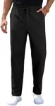 RQP Mens Linen Pants Drawstring Casual Pants Lighting Beach Pants Baggy Dress Trousers,Black M