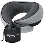 FlyHugz™ Neck Travel Pillow | Memory Foam Neck Pillow for Comfort on Airplane | Compact and Ergonomic Design for Travel, Car Rides, and Home Use | Ideal for Adults and Kids