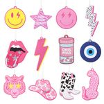 Laffact 12Pcs Preppy Boho Car Air Freshener Lightning Bolt Smile Cow Boots Balloon Dog Lip Incense Chip Hanging Slice Essential Oil Pendant Diffuser Scented Decor for Car Interior Accessories Home