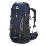 Bseash 60L Waterproof Lightweight Hiking Backpack with Rain Cover,Outdoor Sport Travel Daypack for Climbing Camping Touring (Navy Blue)