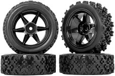 RC Station 4PCS Preglued 1/0 Rally Car RC Tires and Wheels OD 2.8‘’ Width 1.06‘’ 12mm Hex Off-Road RC Wheels and Tires with Foam Inserts for Traxxas WL Toys 1/14 1/16 1/18 RC Racing Car