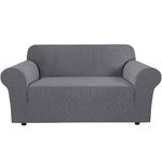 H.VERSAILTEX Stretch Couch Cover for 2 Cushion Couch, 1-Piece Universal Love Seat Covers Jacquard Spandex Sofa Protector Pet Friendly Fitted Loveseat Slipcover Washable(Loveseat, Gray,58"-72" Wide)