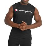 Champion Men's Muscle T-Shirt, Cotton Muscle Tee, Jersey Tee, Cotton Tee (Reg. or Big & Tall), Black Script, Medium