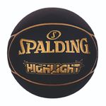 Spalding Highlight Rubber Basketball (Color: Black-Silver, Size: 7