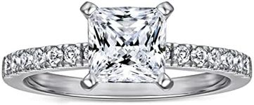 Epinki 925 Sterling Silver Wedding Rings, Women Classic Style 4 Prong Inlay Cubic Zirconia Ring Engagement Rings Size N 1/2