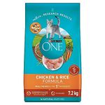 Purina ONE Dry Cat Food, Chicken & Rice Formula - 7.2 kg Bag