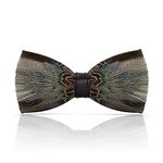 Lanzonia Feather Bow Ties for Men Handmade Bowtie for Wedding Dating