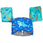 SwimWays Swim Trainer, US Coast Guard Approved Life Vest Kids Swim Vest, Arm Floaties & Life Jackets for Kids 33-55 lbs, Shark