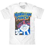 Tee Luv Men's Retro Hawaiian Punch Shirt - Punchy Cartoon Mascot Graphic Shirt, White, M