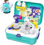 Pet Care Role Play Set Grooming Toys Feeding Dog Backpack Vet Kit Toy for Kids Children (16 pcs)