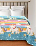 FRESH FROM LOOM Double Bed Cartoon Printed Blankets for Kids | Dohar for Kid Boys & Girls | Soft Children Comforter | Summer & Winter Blankets (90x100 Inches | King Size | Unicorn Multicolor)