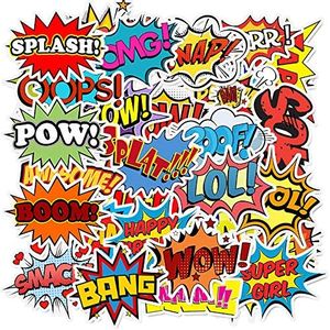Doraking 50PCS Waterproof Words Shaped Stickers for Water Bottle, Suitcase, Laptops, Snowboard, Gift, Helmet - Kids (Words)