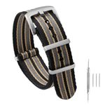 watchdives Nylon Watch Band 20mm 22mm Multicolor Replacement Watch Straps for Men Women (A25 Black Yellow Gray, 22mm)