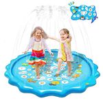 Olycism 67" Splash Pad Sprinkler for Toddlers Splash Play Mat with Alphabet & Animals Pattern Sprinkler Pad for Kids Age 3+ Water Toys for Summer Outdoor Beach