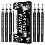 JEFFNIUB 6 Black Permanent Marker pens, Acrylic Paint Pens for Rock Painting, Glass, Ceramic, Stone, Fabric, Wood, Canvas, Pebbles, Craft, Writing and DIY Projects - Fine Point 0.7mm