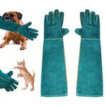 awagas Animal Handling Gloves Bite Proof, 62CM Ultra Long Leather Animal Handling Anti-bite Scratch Protective Gloves for Dog/Cat/Bird/Snake/Parrot/Lizard/Reptile- Gardening, Grooming, Welding