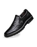 Mens Loafers Leather Moccasins Fashion Driving Shoes Comfy Slip-On Casual Walking Flats Formal Business Dress Shoe Black