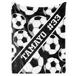 Dyoart Custom Kids Soft Blanket: Personalized Gift for Soccer Football Basketball Softball Lovers Name and Number - Flannel Toddler Bed Blankets (50X60inch)