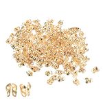 uxcell 180Pcs Beads Tips Knot Covers, 7.7mm Metal Open Bead Tips Clamshell Fold-Over Bead Covers for Jewelry Making DIY, Champagne