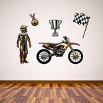 Motorcross Wall Sticker Set - Children Nursery Art Kids Bedroom Decal (60cm Width)