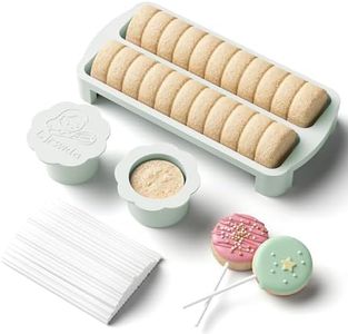 LJRSWDA Cake Pop Cutter and Pusher Kit with Non-3D Printed 1.75” Round Cake Pop Mold, High-Capacity Dual-Cavity Cake Pop Tray, Set with 100 Pcs Cake Pop Sticks, Dishwasher Friendly | white