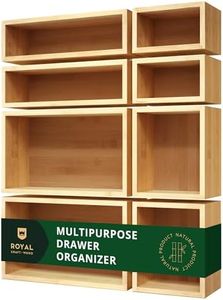 ROYAL CRAFT WOOD Luxury Bamboo Storage Box, Bin Set - Multi-Use Drawer Organizer for Kitchen, Bathroom, Office Desk, Makeup, Jewelry (8 Boxes)